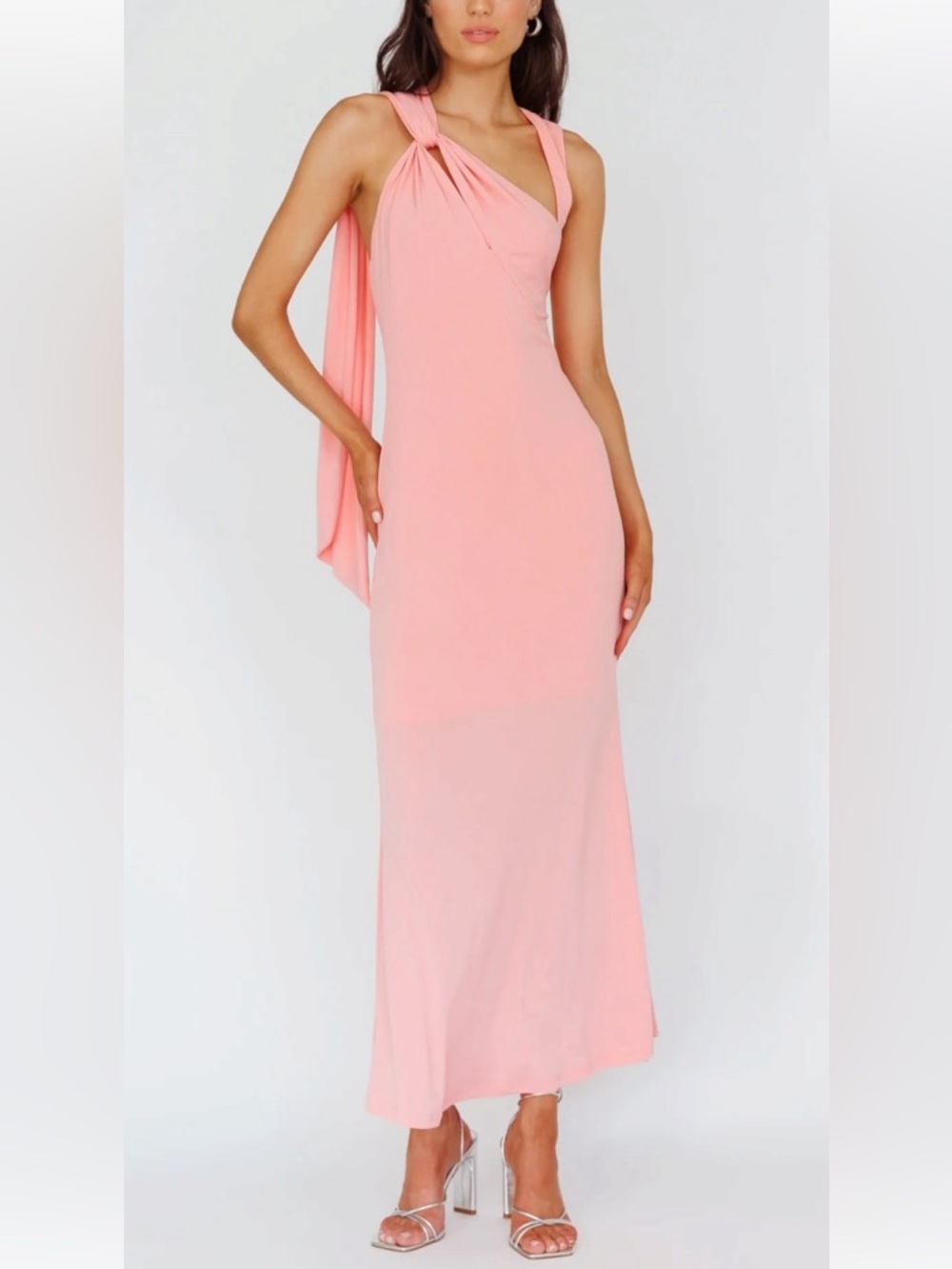 Selfie Leslie Karyl Shoulder Sash Midi Dress Apricot Small New